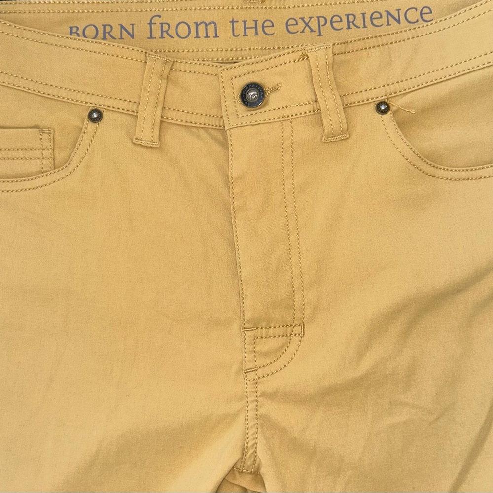 prAna Slim Fit Pants 33x32 Golden Yellow Stretch Nylon Travel Hiking